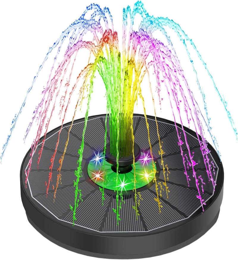 Yzert Solar Fountain with LED Lights Green Flower, 3.5W Glass Solar Bird Bath Fountains Pump with 2200 mAh Battery, Solar Water Fountain for Bird Bath, Garden, Outdoor, Pond -Black Panel Colorful - Image 1